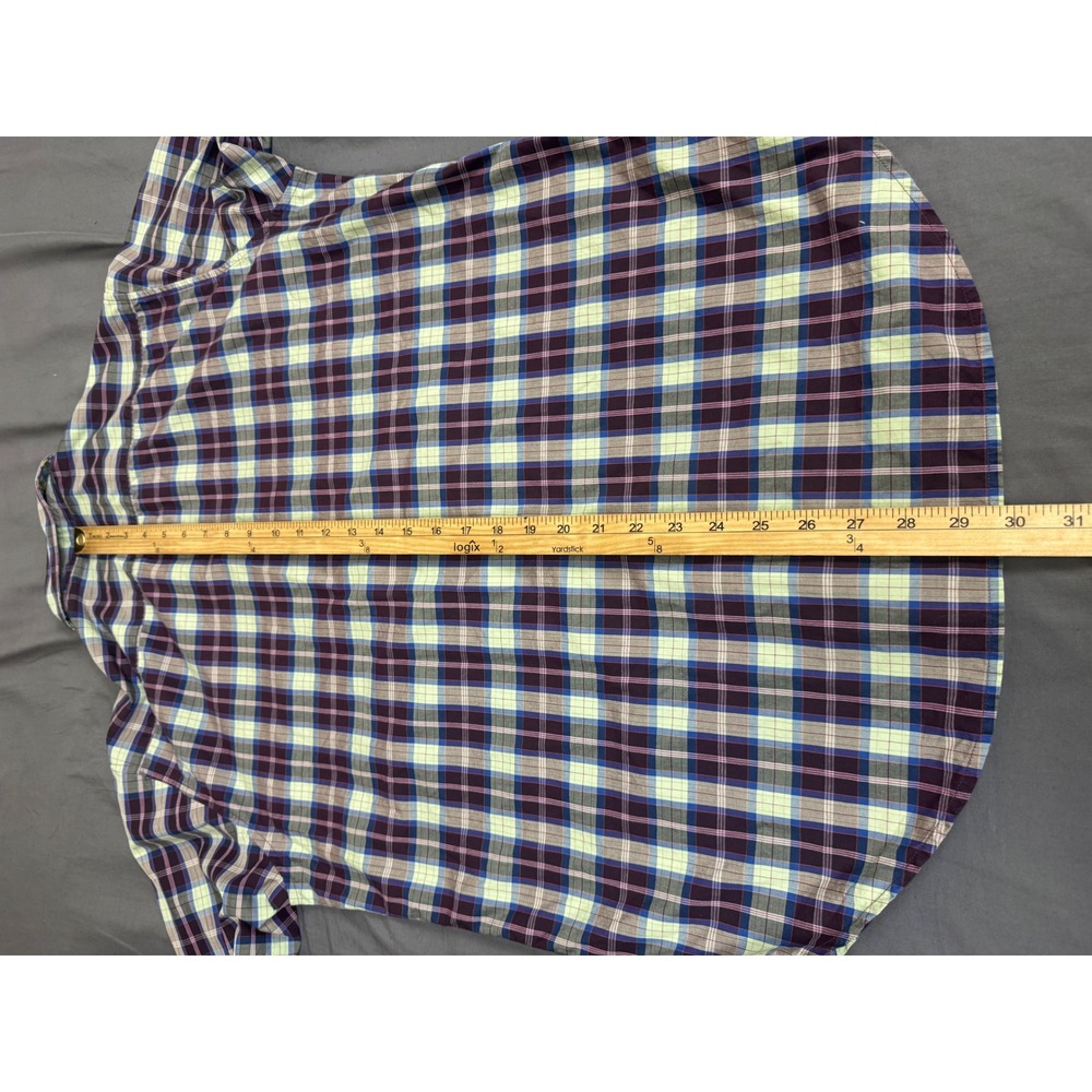 Robert Graham Mens Classic Fit Plaid Button Down Shirt Purple Lime Green Size M - Picture 4 of 14